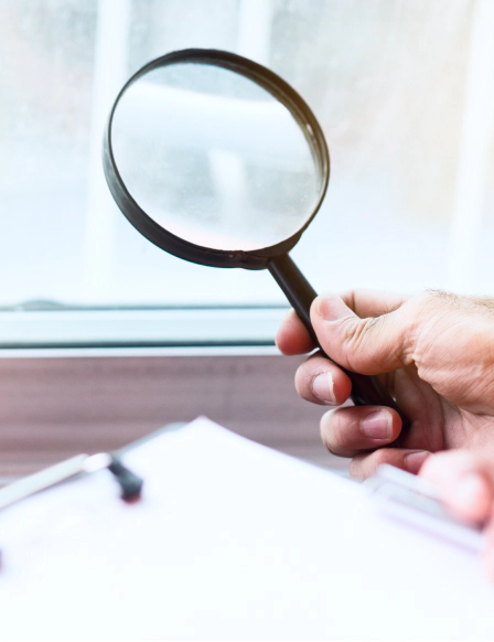 magnifying glass on hand home inspection symbol corpus christi tx